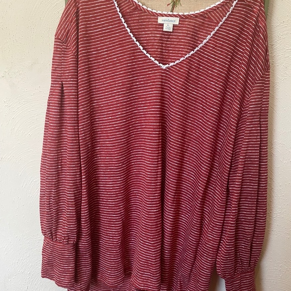 Sundance Linen Tunic Brick Red Striped NWOT - Picture 1 of 7